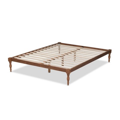 Iseline Contemporary Walnut Brown King Platform Bed with Turned Legs