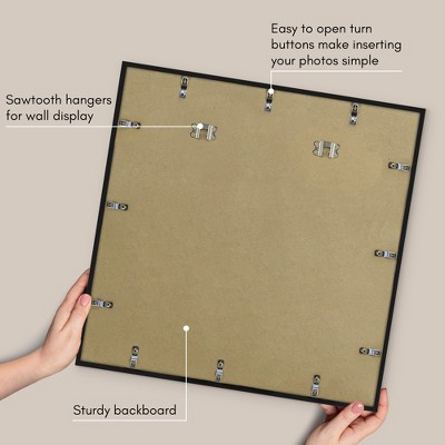 Americanflat 24x24 Picture Frame with Polished Plexiglass - Use as 11x14 Frame with Mat or 24x24 Frame Without Mat - Streamline Collection - Black