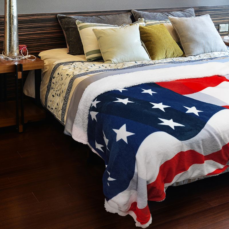 Catalonia Patriotic US Flag Blanket, American National Flag Throws, Fleece Reversible Blanket, 4th of July Citizenship Veteran Gift, 4 of 8