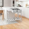 Stainless Steel 2-Tank One-Shower Freestanding Sink, High-Quality Corrosion Resistant, Adjustable Legs for Stability on Uneven Surfaces - 3 of 4