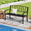 Tangkula 50.5" Patio Metal Bench w/ Curved Armrests & Minimalist Backrest for Backyard - 3 of 4