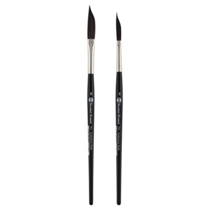 Borciani Bonazzi HIDRO Synthetic Sword Striper Liner Brushes for Fine Lines & Lettering - Set of 2 Brushes (Sizes 4 & 8) - Short Handle, Handcrafted - 1 of 4