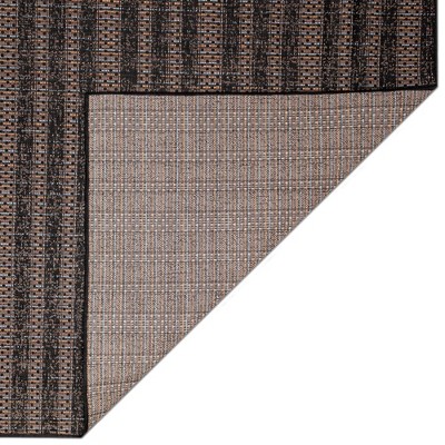 Midnight Stripe Flat Woven Synthetic Indoor/Outdoor Rug