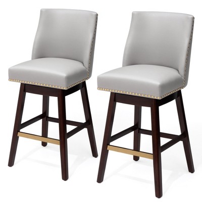 Crestlive Products Swivel Chair Barstools 29-Inch Island Chairs with Back Support, Counter Bar Height Stools Set of 2