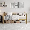 Twin Size Metal Day Bed with Floral Headboard Modern Metal Sofa Bed Frame Heavy Duty Steel Slats Supports - 3 of 4