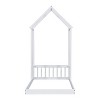 Okak Twin/Full Size Bed Frame with House-Style Roof & Headboard Guardrails,Modern Floor Bed for Toddlers/Kids Bedroom - 2 of 4