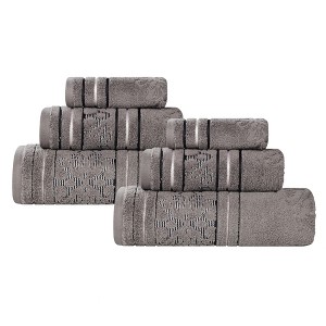 Zero Twist Cotton Solid and Jacquard Bathroom Towel Set by Blue Nile Mills - 1 of 4