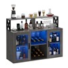 Bar Cabinet with LED Lights & USB Ports - Wine & Liquor Cabinet for Home, Rustic Farmhouse Style, Alcohol, Glass Holder,Grey - 2 of 4