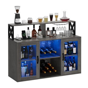 Freestanding Liquor Cabinet Bar for Home Living Room, Office, Dining Room, Kitchen Sideboard Bar Cabinet with LED Lights - 1 of 4
