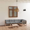 vidaXL Patio Lounge Set Outdoor Sofas with Cushions Solid Wood Pine - Natural With Cushion - 2 of 4