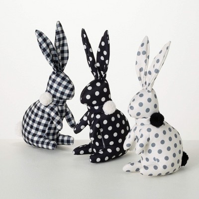 8.5"H Sullivans Patterned Textile Bunny Set of 3  Multicolored
