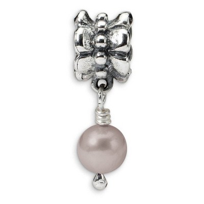Black Bow Jewelry 6mm Gray FW Cultured Pearl & Sterling Silver Dangle Bead Charm