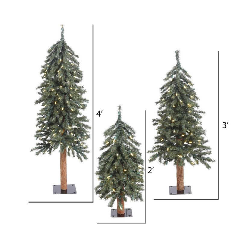 Vickerman Natural Bark Alpine Artificial Christmas Tree Set, 3 of 9