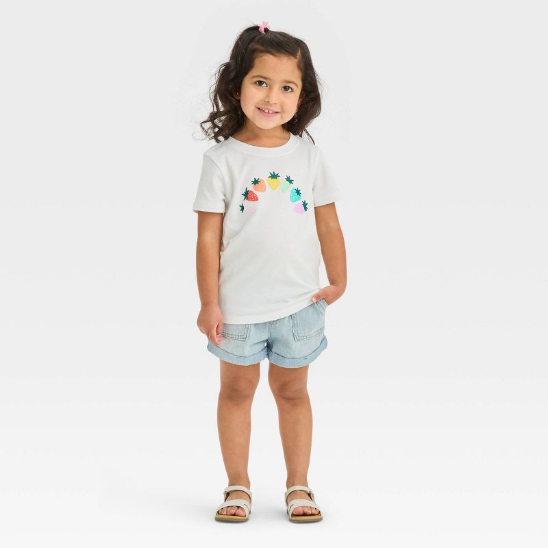 Toddler Girls' Strawberry Rainbow Short Sleeve T-Shirt - Cat & Jack™ White, 4 of 8