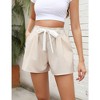 WhizMax Women's Shorts Summer Casual High Waist Wide Leg Shorts Loose Smocked Elastic Waist A Line Pant with Belt - 2 of 4