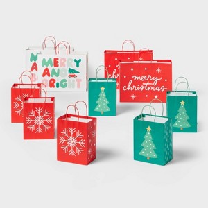 10pk Multi-Size Christmas Icons Gift Bags Colorful - Spritz™ - 1 of 3