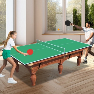 YONWAY 8ft Mid-Size Ping Pong Conversion Top, Foldable & Portable Table Tennis Table Top for Indoor Games