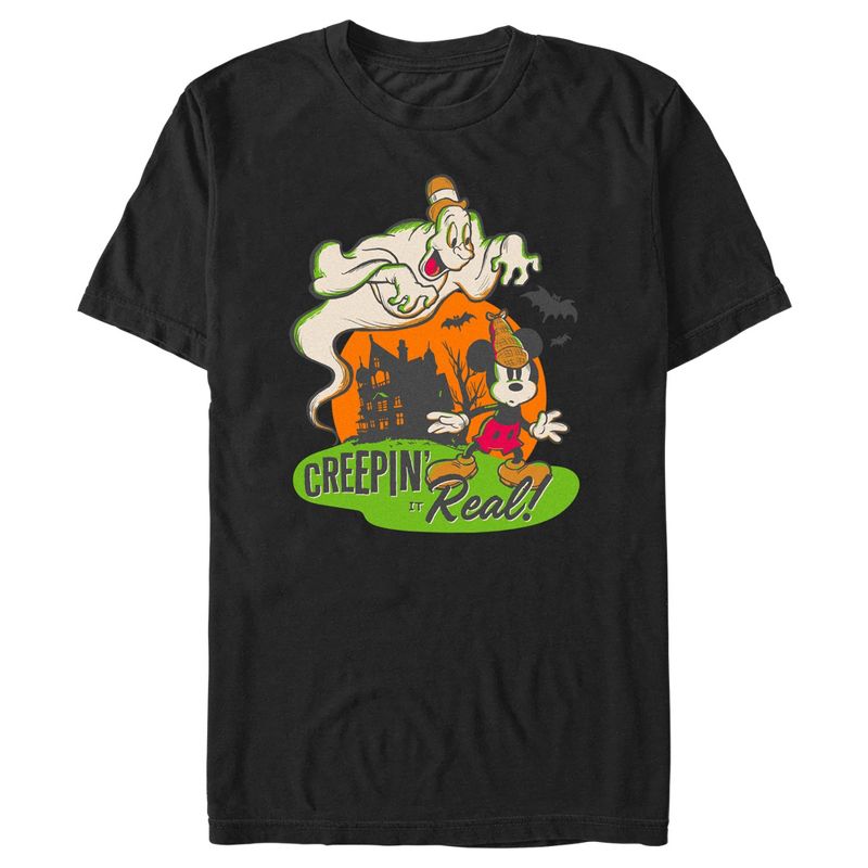 Men's Mickey & Friends Halloween Retro Mickey Mouse Creepin' it Real T-Shirt, 1 of 6