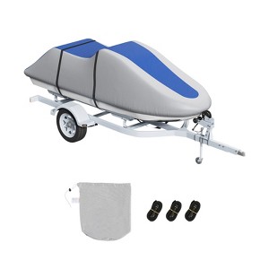 VEVOR Jet Ski Cover, 126"-135" Trailerable Waterproof PWC Cover, Heavy-duty 600D Marine Grade PU Oxford Fabric, UV Resistant Seadoo Cover - 1 of 4
