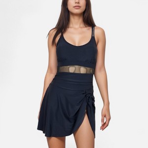 Anna-Kaci Swim Women's Mesh Panel One Piece Swimsuit with Adjustable Spaghetti Straps and Side Tie Swim Skirt - 1 of 4