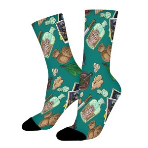 Witch Table In Teal Women Printed Crew Socks Funny Funky Socks Soft Polyester Novelty Gifts for Artists Men - 1 of 1