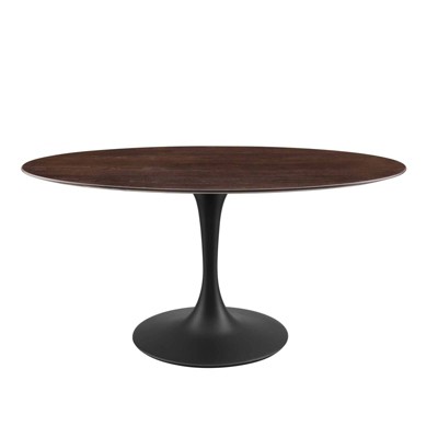 60" Lippa Oval Wood Dining Table Black/Cherry Walnut - Modway