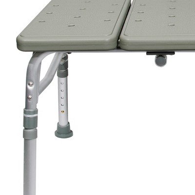 Gray Adjustable Plastic Bath Transfer Bench with Backrest