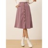 Allegra K Women's High Waist Solid Button Front A-Line Belted Corduroy Midi Skirt - 2 of 4