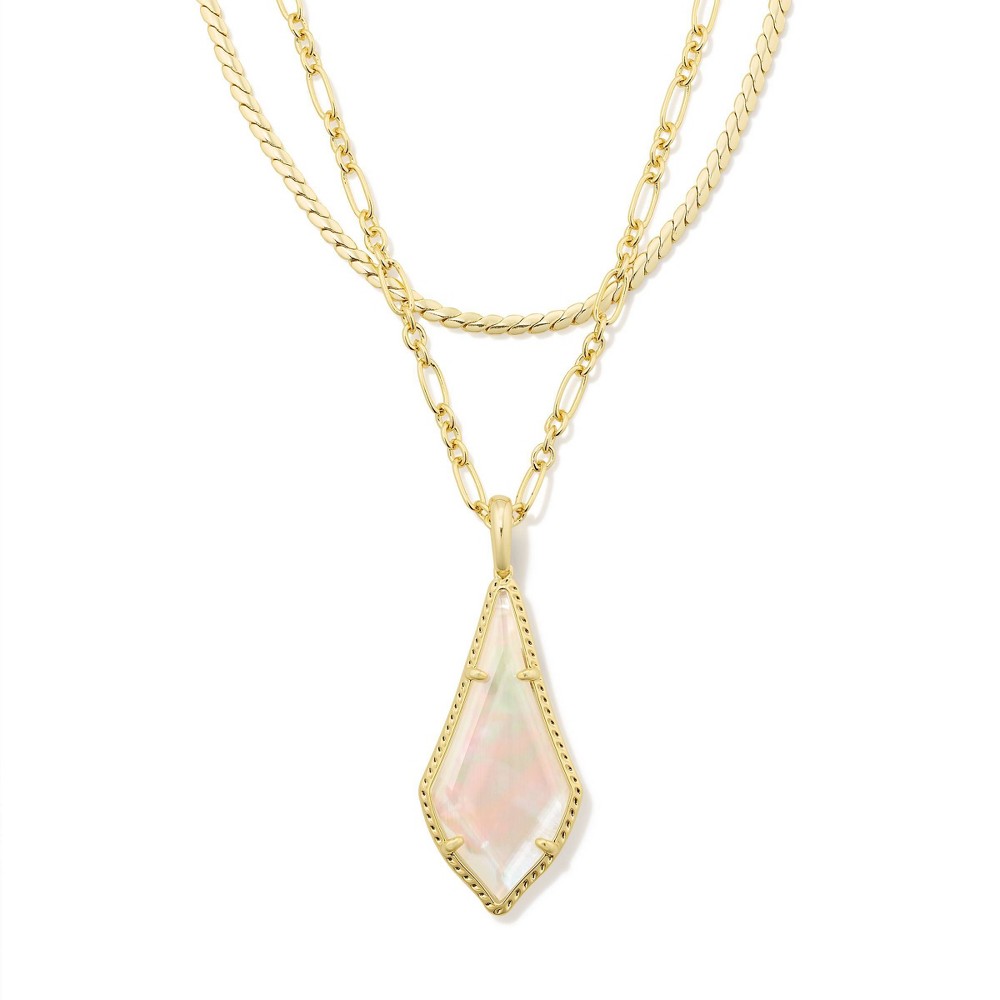 Photos - Pendant / Choker Necklace KENDRA SCOTT Jesse Multi-Strand Pendant Necklace - Gold/Ivory Mother of Pe 