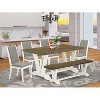 HomeStock 6-Piece Rectangle Distressed Jacobean Finish Solid Wood Top Dining Table with 1-Bench, 4-Chairs - 2 of 4