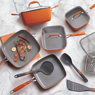 MasterChef Orange Ceramic Non-Stick 17-Piece Cookware Set