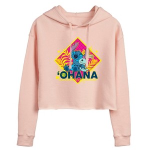 Women's - Disney - Lilo & Stitch Cropped Graphic Hoodie - 1 of 3