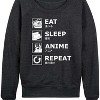 Women's - Instant Message - Eat Sleep Anime Repeat Lightweight French Terry Wide Neck Long Sleeve Shirt - 2 of 4