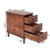 Resenkos Sofa Side End Table, End Table, Couch Table,Wood Nightstand, Fully Assembled Narrow Side Table with 3 Drawers Brown - 3 of 4