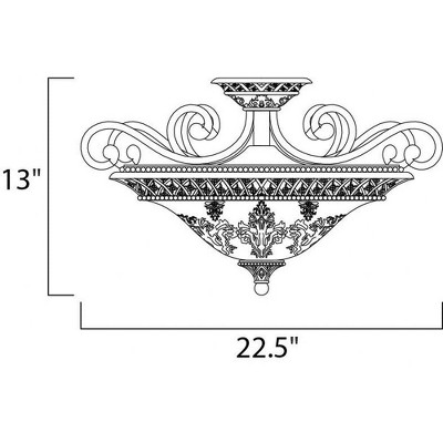 Symphony 3-Light Oil Rubbed Bronze Semi-Flush Mount with Screen Amber Glass