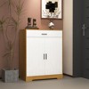 ACEPANO 39.4 in. H Freestanding 4-Tier Wooden Shoe Rack Storage Cabinet with 1 Drawer, 2 Cabinet Doors & Adjustable Shelves-Natural - 2 of 4