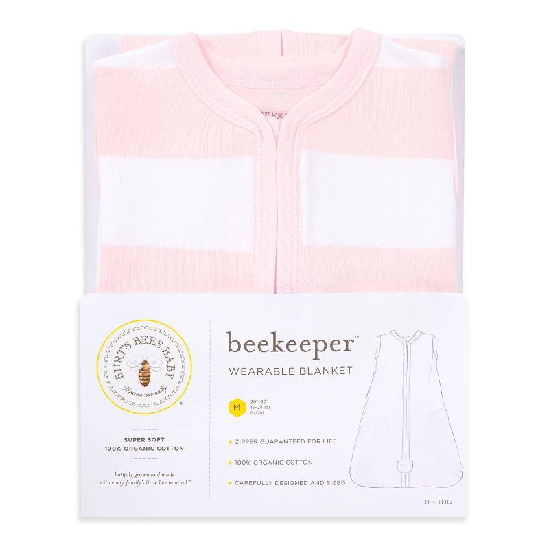 Burt's Bees Baby&#174; Beekeeper&#153; Wearable Blanket Organic Cotton - Rugby Stripes - Pink, 4 of 5