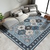 8'x10' Washable Boho Vintage Floral Rug, Non-Slip Backing, Low Pile, Foldable, Stain Resistant, Bedroom, Living Room, Guest Room, Office, Grey - 3 of 4