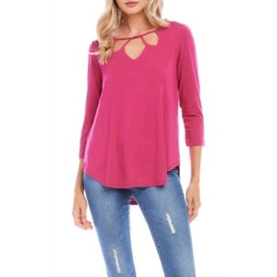 Women's Cut-Out Shirttail Tee - Karen Kane