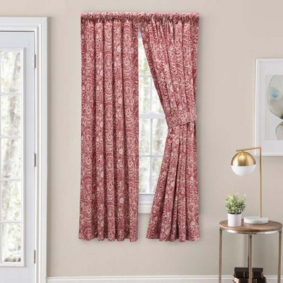 Red Cotton Paisley Pattern Rod Pocket Window Tiers