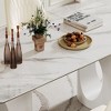 CENGHU Rectangular Stretch Dining Table for 6 People, Thick Sintered Stone Composite Tempered Glass Top Kitchen Table with Carbon Steel Base - 2 of 4