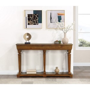 Finish Console Table with Base Shelf, Wooden Accent Table for Living Room or Entryway - 1 of 4