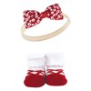 Hudson Baby Infant Girl Headband and Socks Giftset, Red Navy Flower, One Size - 3 of 4