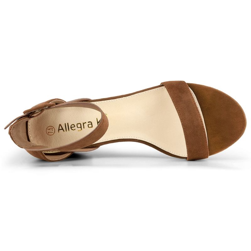 Allegra K Women's Open Toe Adjustable Ankle Strap Block Low Heel Sandals, 4 of 8