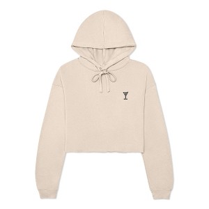 Dalix Martini Embroidered Hoodie Fleece Long Sleeve Cropped Sweatshirt Pullover Womens - 1 of 4