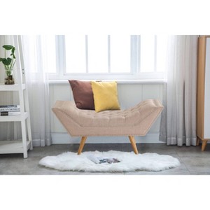 Jaime Button Tufted Bench Beige - Boraam: Upholstered Ottoman, Nailhead Trim, Wood Frame, 250lb Capacity - 1 of 4