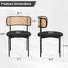 GlasFlength Dining Sets Set of 2, Modern Dining Chairs with Natural Rattan Backrest, Accent Kitchen Chairs with Metal Legs, Black, 20.5"*20.5"*29.9 - 2 of 4