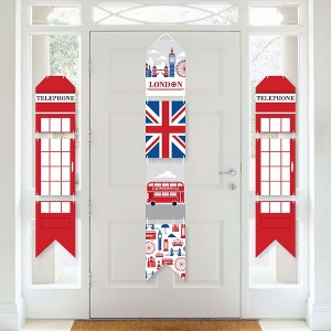 Big Dot of Happiness Cheerio, London - Hanging Vertical Paper Door Banners - British UK Party Wall Decoration Kit - Indoor Door Decor - 1 of 4