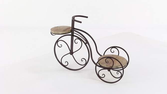 Metal and Wood Novelty Bicycle Plant Stand with Wooden Platforms Brown - Olivia & May, 4 of 5, play video