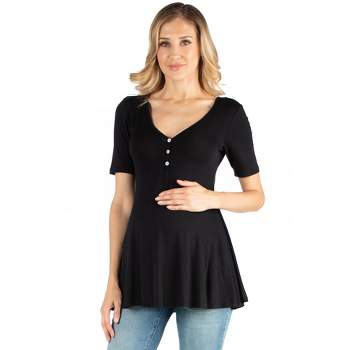 24seven Comfort Apparel Womens Elbow Sleeve Maternity Tunic Top